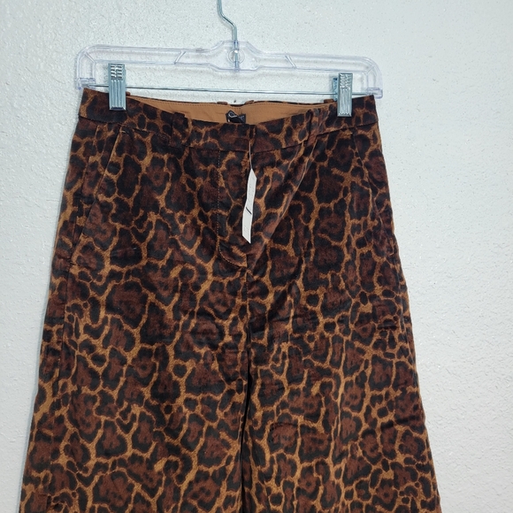J Crew Washed velvet wide-leg trouser in jaguar print CQ057 Size 00 NWT - Picture 6 of 9